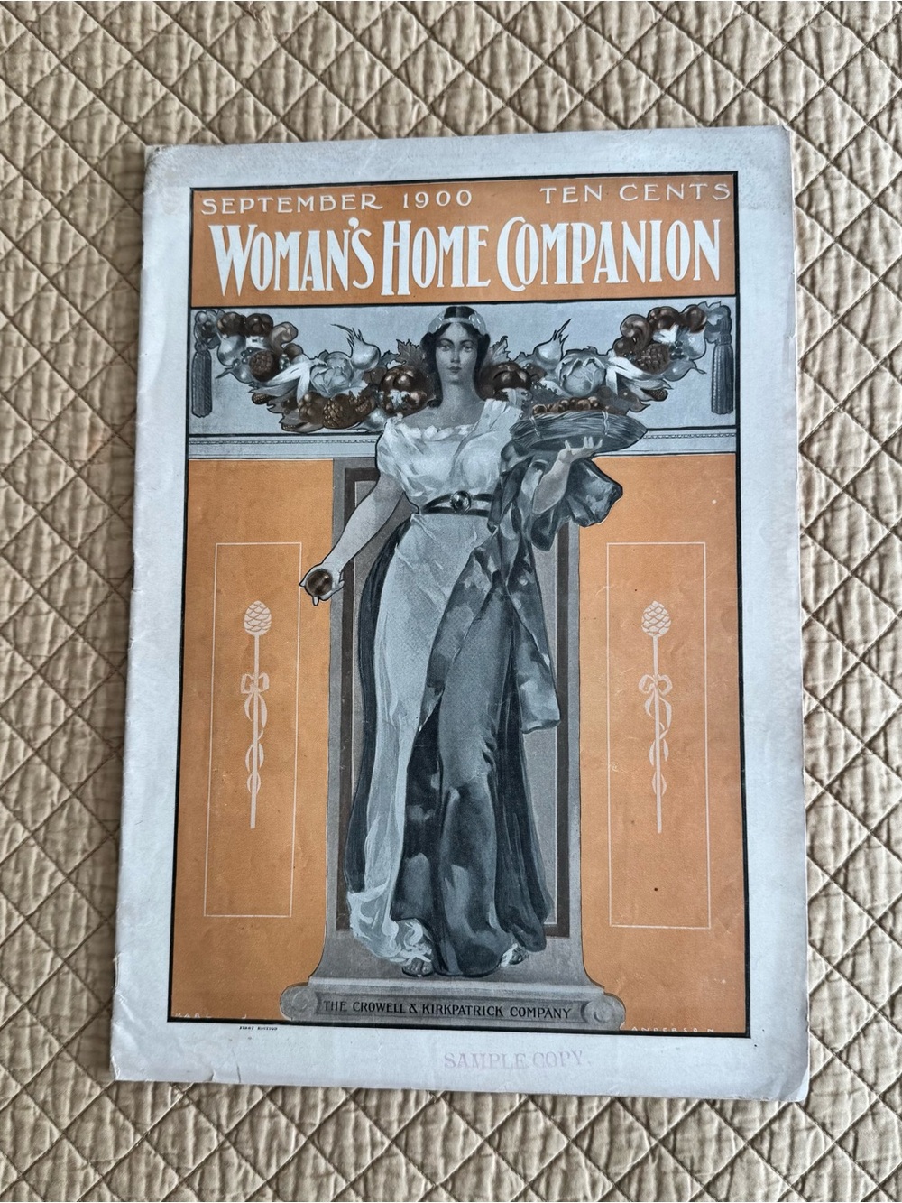Antique Woman's Home Companion Magazine - September 1900 - Muted Orange & Gray
